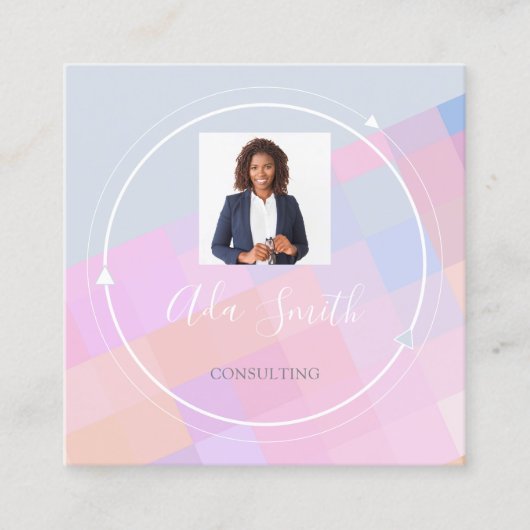 QRCode Logo Custom Photo Consulting Finance Vierkante Visitekaartje (Voorkant)