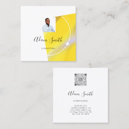 QRCode Logo Custom Photo Consulting Studio Vierkante Visitekaartje (Voorkant / Achterkant)