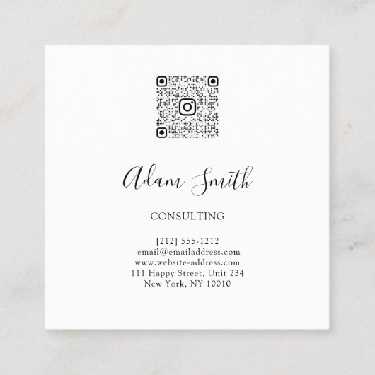 QRCode Logo Custom Photo Consulting Studio Vierkante Visitekaartje (Achterkant)