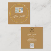 QRCode Logo Custom Photo Mustard Yellow Vierkante Visitekaartje (Voorkant / Achterkant)