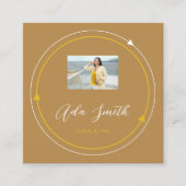 QRCode Logo Custom Photo Mustard Yellow Vierkante Visitekaartje (Voorkant)