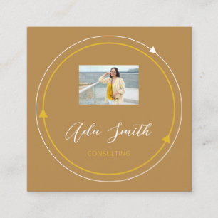 QRCode Logo Custom Photo Mustard Yellow Vierkante Visitekaartje