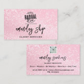QRCode Logo Online Winkel Professionele Roze Glitt Visitekaartje (Voorkant / Achterkant)