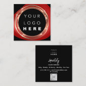 QRCode Logo Online Winkelen Lijst Gold Black Red Vierkante Visitekaartje (Voorkant / Achterkant)