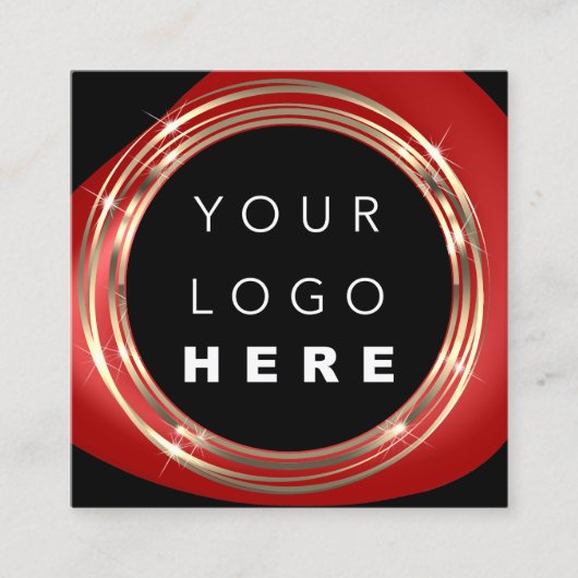 QRCode Logo Online Winkelen Lijst Gold Black Red Vierkante Visitekaartje (Voorkant)
