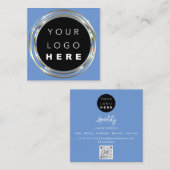 QRCode Logo Online Winkelen Lijst Gold Blauwe Wink Vierkante Visitekaartje (Voorkant / Achterkant)