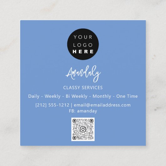 QRCode Logo Online Winkelen Lijst Gold Blauwe Wink Vierkante Visitekaartje (Achterkant)