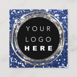 QRCode Logo Online Winkelen Lijst Gold Glitter Blu Vierkante Visitekaartje