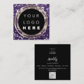 QRCode Logo Online Winkelen Lijst Gold Glitter Paa Vierkante Visitekaartje (Voorkant / Achterkant)