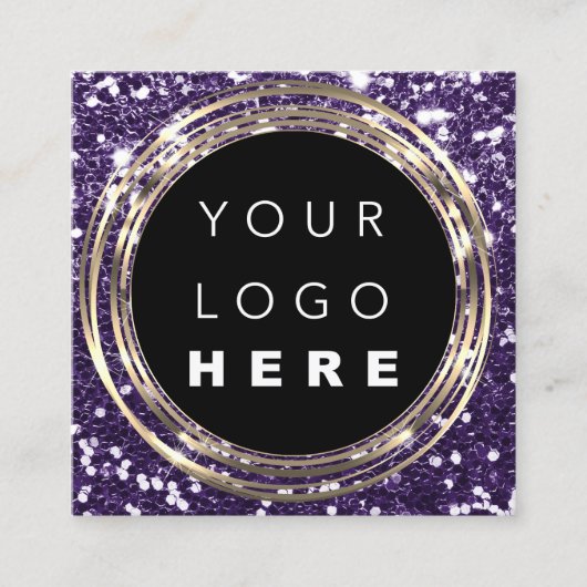 QRCode Logo Online Winkelen Lijst Gold Glitter Paa Vierkante Visitekaartje (Voorkant)