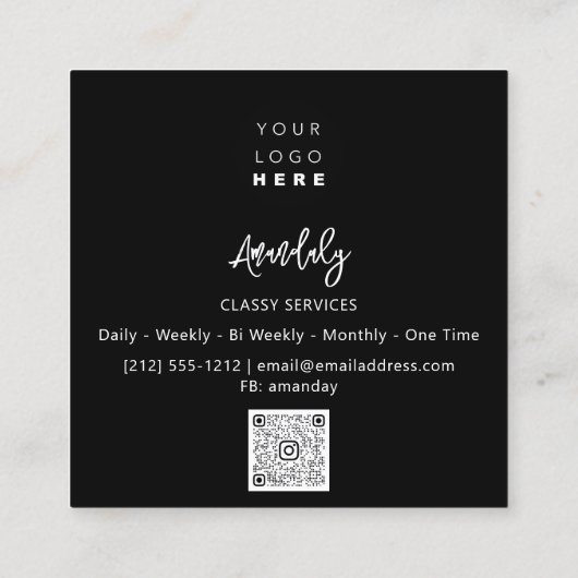 QRCode Logo Online Winkelen Lijst Gold Glitter Paa Vierkante Visitekaartje (Achterkant)