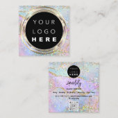 QRCode Logo Online Winkelen Lijst Gold Holographic Vierkante Visitekaartje (Voorkant / Achterkant)