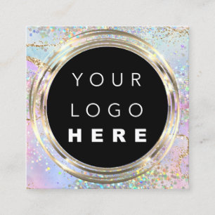 QRCode Logo Online Winkelen Lijst Gold Holographic Vierkante Visitekaartje