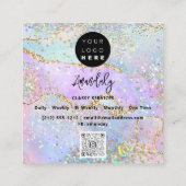 QRCode Logo Online Winkelen Lijst Gold Holographic Vierkante Visitekaartje (Achterkant)