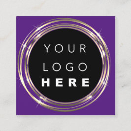 QRCode Logo Online Winkelen Lijst Gold Paarse wink Vierkante Visitekaartje
