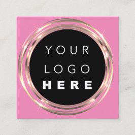 QRCode Logo Online Winkelen Lijst Gold Pink Winkel Vierkante Visitekaartje