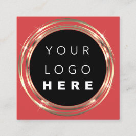 QRCode Logo Online Winkelen Lijst Gold Vivd Red Vierkante Visitekaartje
