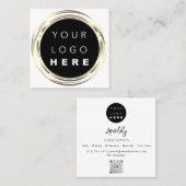 QRCode Logo Online Winkelen Lijst Gold White Shop Vierkante Visitekaartje (Voorkant / Achterkant)