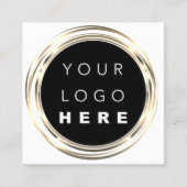 QRCode Logo Online Winkelen Lijst Gold White Shop Vierkante Visitekaartje (Voorkant)
