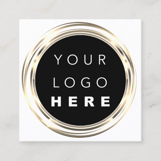 QRCode Logo Online Winkelen Lijst Gold White Shop Vierkante Visitekaartje (Voorkant)