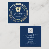 QRCode Logo Reflexology Foot Massage Blue NavyFeet Vierkante Visitekaartje (Voorkant / Achterkant)