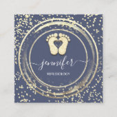 QRCode Logo Reflexology Foot Massage Feet Blue Vierkante Visitekaartje (Voorkant)