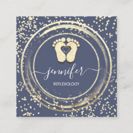 QRCode Logo Reflexology Foot Massage Feet Blue Vierkante Visitekaartje