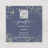 QRCode Logo Reflexology Foot Massage Feet Blue Vierkante Visitekaartje (Achterkant)