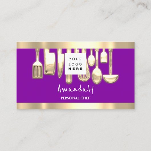QRCode Personal Chef Cooking Restaurant FoodPurple Visitekaartje (Voorkant)