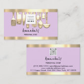 QRCode Personal Chef Cooking Restaurants Lila Visitekaartje (Voorkant / Achterkant)