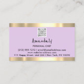 QRCode Personal Chef Cooking Restaurants Lila Visitekaartje (Achterkant)