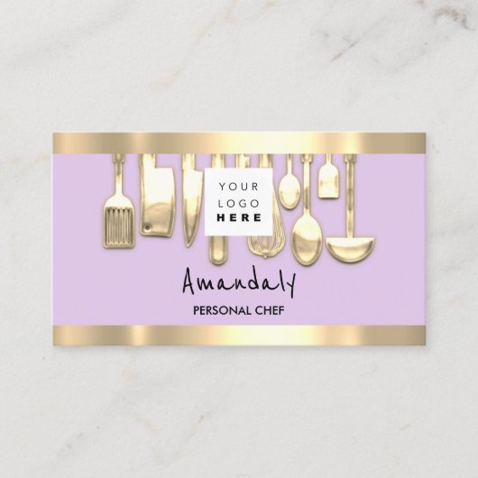 QRCode Personal Chef Cooking Restaurants Lila Visitekaartje (Voorkant)