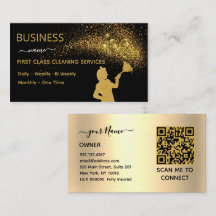 QrCode Schoonmaakdienst Dienstmeid Goud Glitter Za