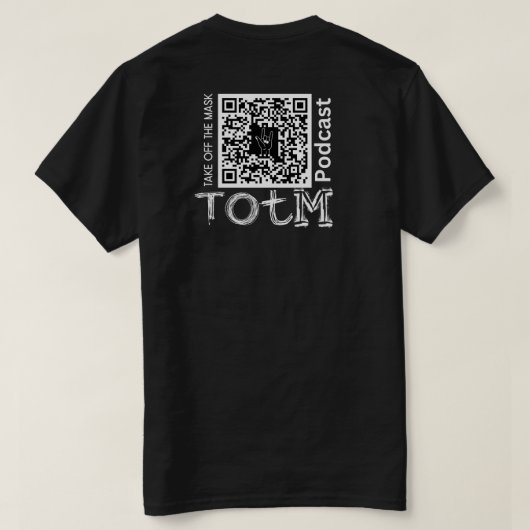 QRCODE_TOTM_TakeoffThemask-podcast T-shirt (Design achterkant)