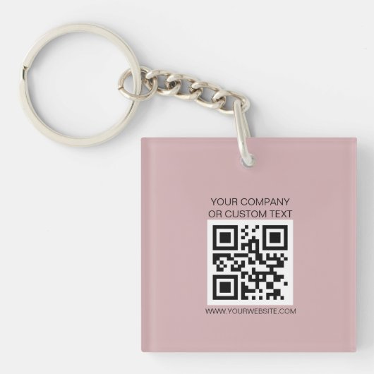 QRcode zwarte bedrijfsnaam, aangepaste tekst, webs Sleutelhanger (voorkant)