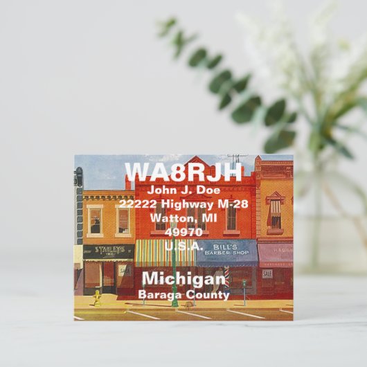 QSL Briefkaarten HAM Radio Ops Quaint Small Town S (Staand voorkant)