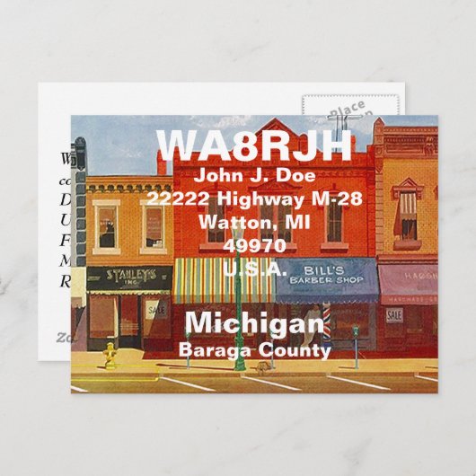 QSL Briefkaarten HAM Radio Ops Quaint Small Town S (Voorkant / Achterkant)