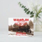 QSL-Briefkaarten HAM-radio Ops RR-sneeuwtrainen Briefkaart (Staand voorkant)