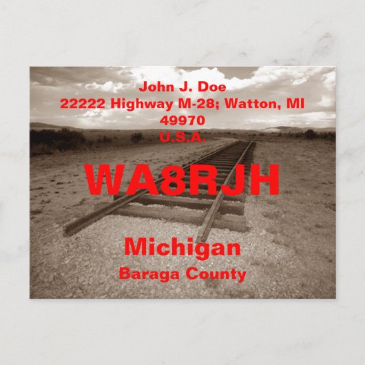 QSL Briefkaarten HAM Radio OPS RR Train Traces End (Voorkant)