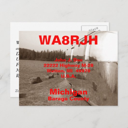 QSL-Briefkaarten HAM-radio Ops-tinten kunnen campe Briefkaart (Voorkant / Achterkant)