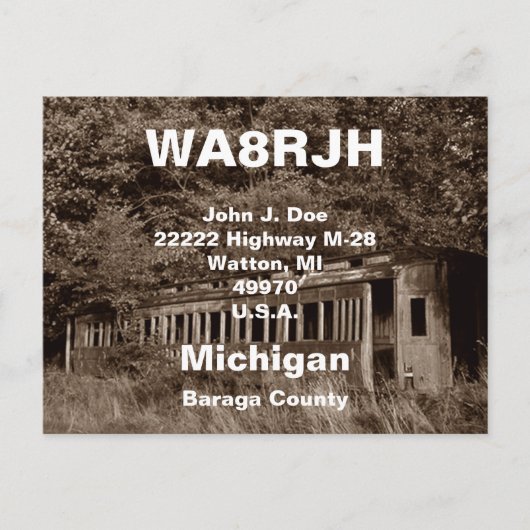 QSL-Briefkaarten HAM-radio Ops Verlaten treinwagen Briefkaart (Voorkant)