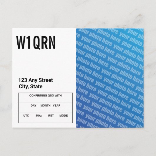 QSL Card Add Your Own Photo Briefkaart (Voorkant)