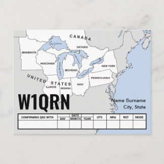 QSL Card Great Lakes Map Briefkaart