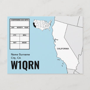 QSL-kaart Californië kaart