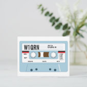 QSL Kaart Cassettebandje blauw (Staand voorkant)