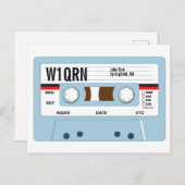 QSL Kaart Cassettebandje blauw (Voorkant / Achterkant)