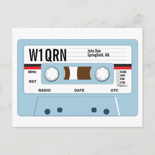 QSL Kaart Cassettebandje blauw (Voorkant)