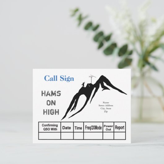 QSL-kaart met hogedrukhoogte-ham-radiooperator Briefkaart (Staand voorkant)