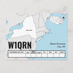 QSL-kaart New York State kaart