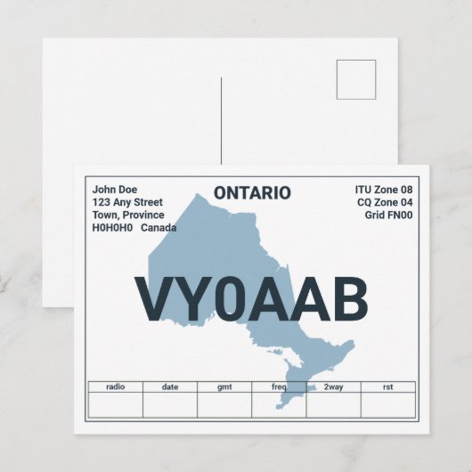 QSL Kaart Ontario Map (Voorkant / Achterkant)